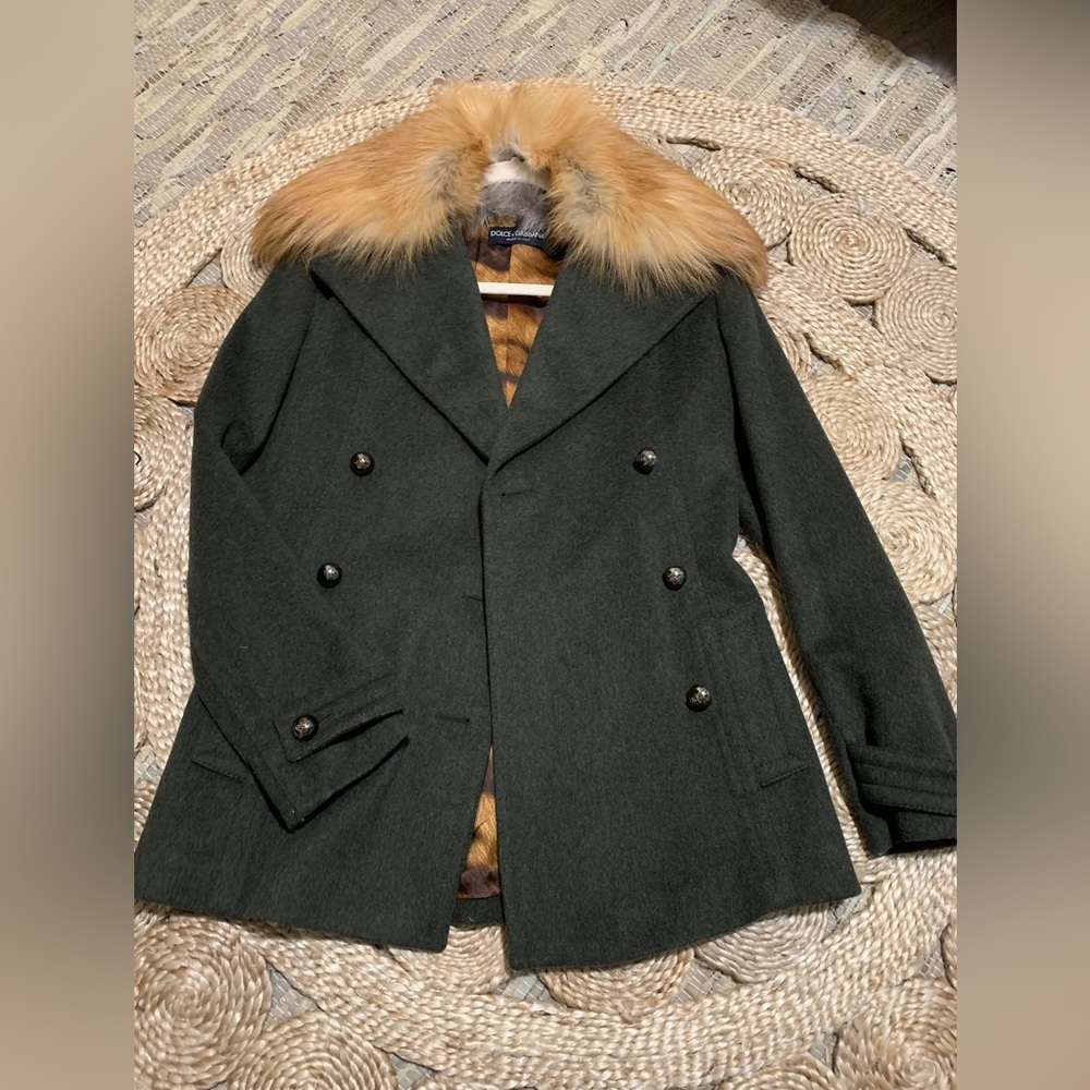 DOLCE & GABBANA FOX FUR TRIM COAT